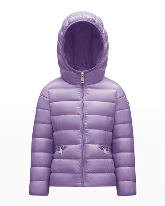 Moncler Girl's Liset Quilted Logo Jacket, Size 4-6 | Neiman Marcus