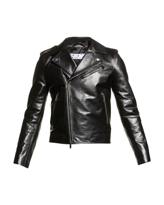 Off white mens leather jacket discount