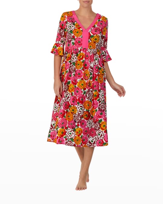 floral print v neck caftan