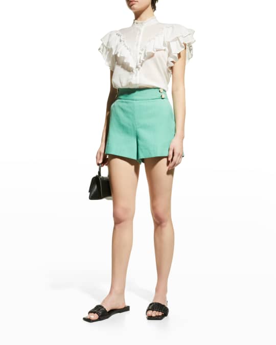 Veronica Beard Kimm Cotton-Linen Shorts | Neiman Marcus