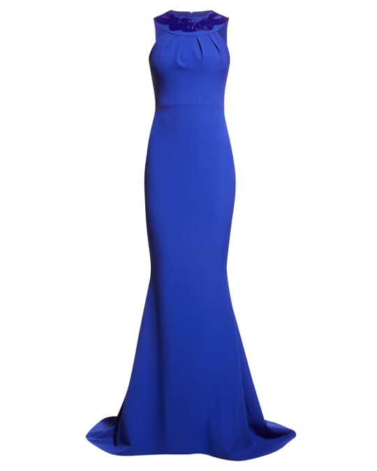 Crystal Beaded Halter Mermaid Gown