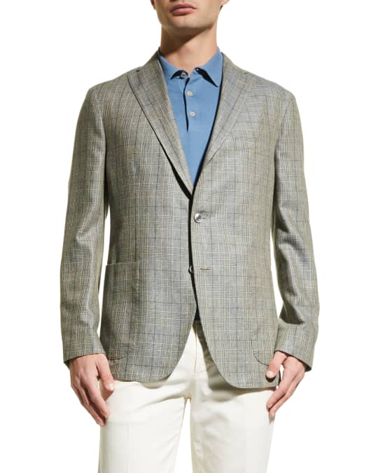 Men s Plaid Silk Sport Jacket