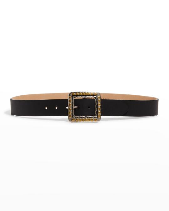 Streets Ahead Antique Square Studded Leather Belt | Neiman  display picture 2