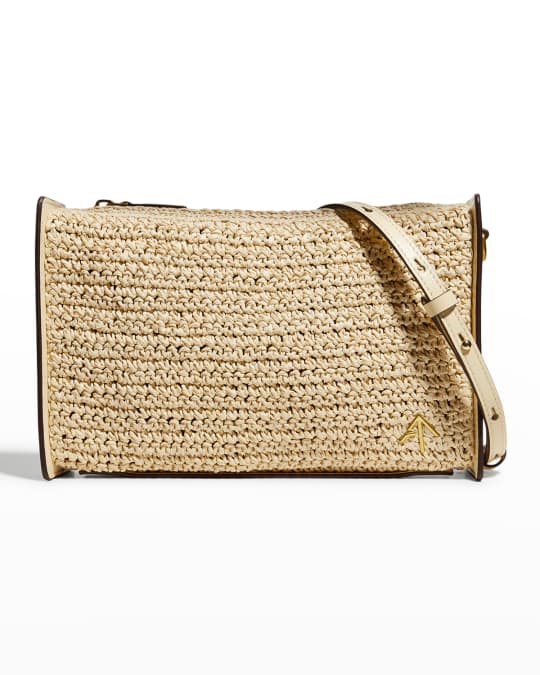 MANU ATELIER Carmen Convertible Raffia Shoulder Bag Neiman Marcus
