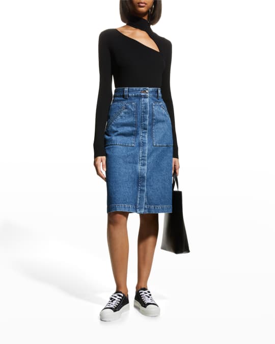 A.P.C｜SKIRTS (Anita Skirt (COGDF F06342 IAI)) A.P.C. Anita Denim Skirt | Neiman Marcus