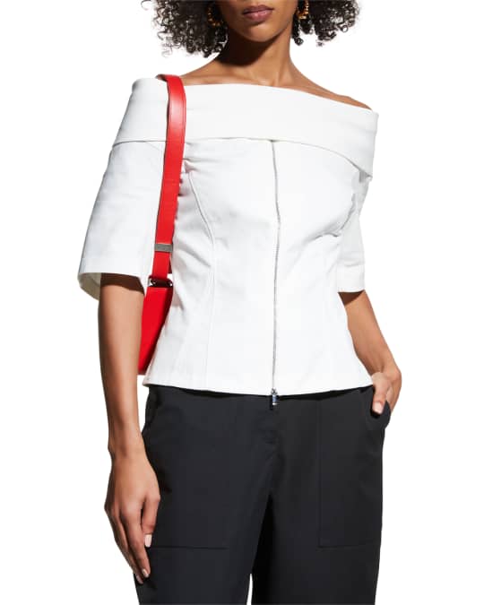 3.1 Phillip Lim Structured Cotton Off-Shoulder Zip-Front Top