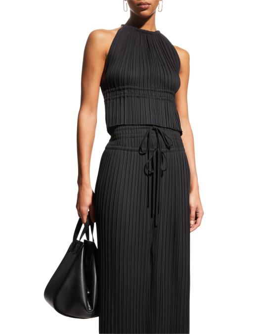 A.L.C. Kaiden High-Neck Pleated Top | Neiman Marcus