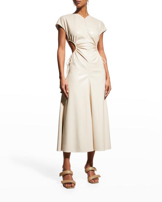 alc faux leather dress A.L.C. Park Crinkled Faux Leather Mini Dress