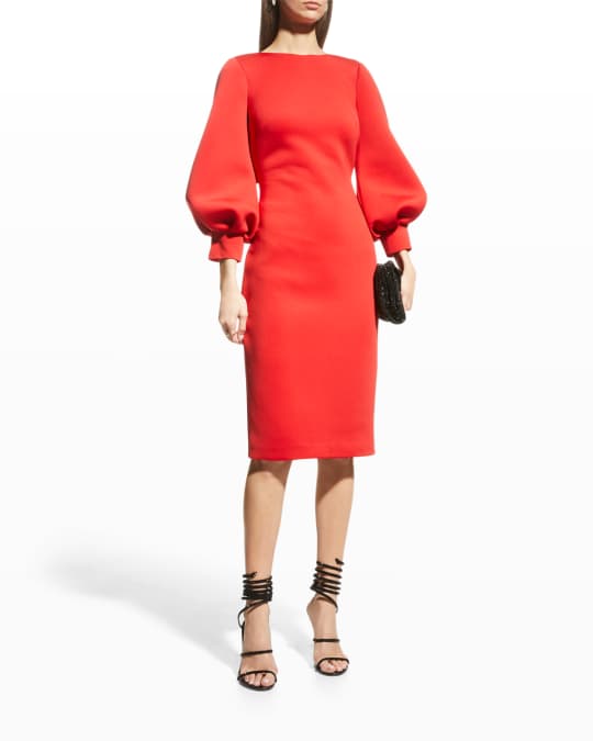 midi scuba dress with sleeves Coast Women's Bardot Scuba Midi Dress in Red | Size: 14