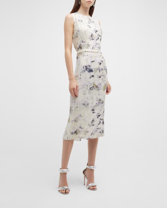 Looez lace trim pleated midi dress discount