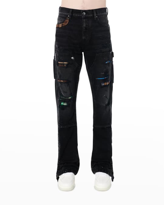 パンツ 30 AMIRI BOUCLE PATCH CARPENTER JEAN Amiri Men's Plaid-Patch Carpenter Jeans | Neiman Marcus