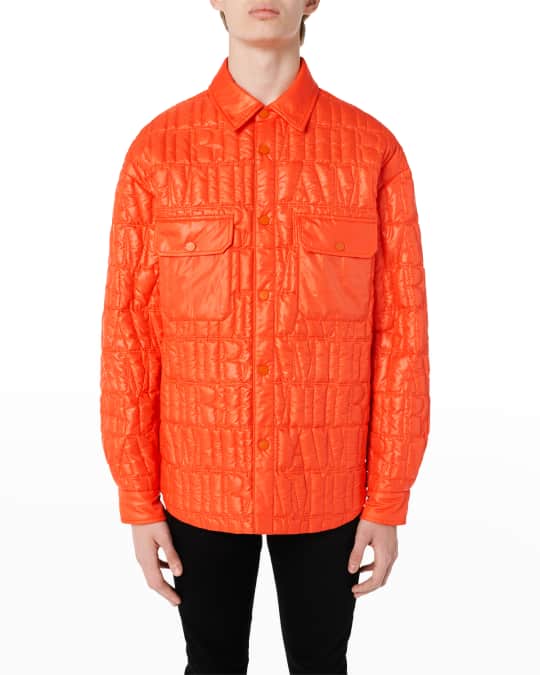 Ameri　JACKET WITH FLARE SHIRT Amiri Men's Quilted Logo Shirt Jacket | Neiman Marcus
