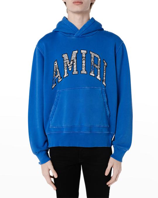 Amiri Men's Bandana-Logo Distressed Hoodie | Neiman Marcus