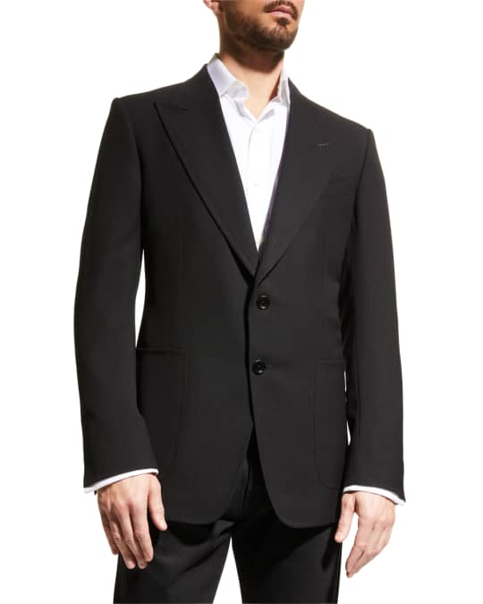 TOM FORD Men's Solid Hopsack Peak-Lapel Sportcoat | Neiman