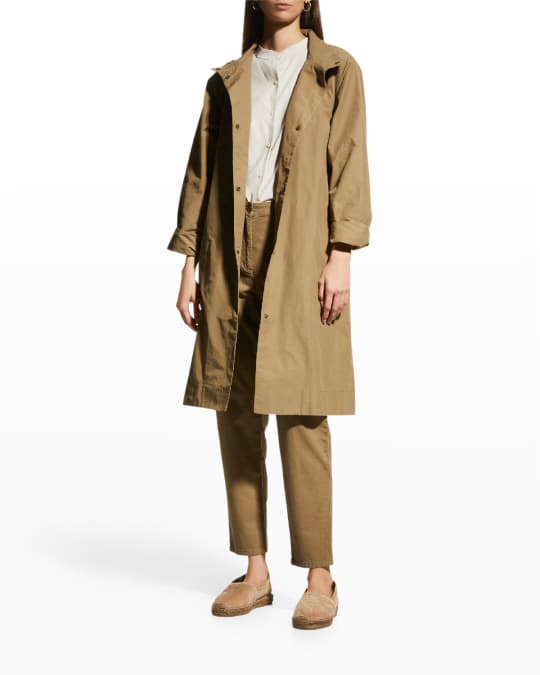 Eileen Fisher Petite Organic Cotton Nylon Stand Collar Coat Neiman Marcus