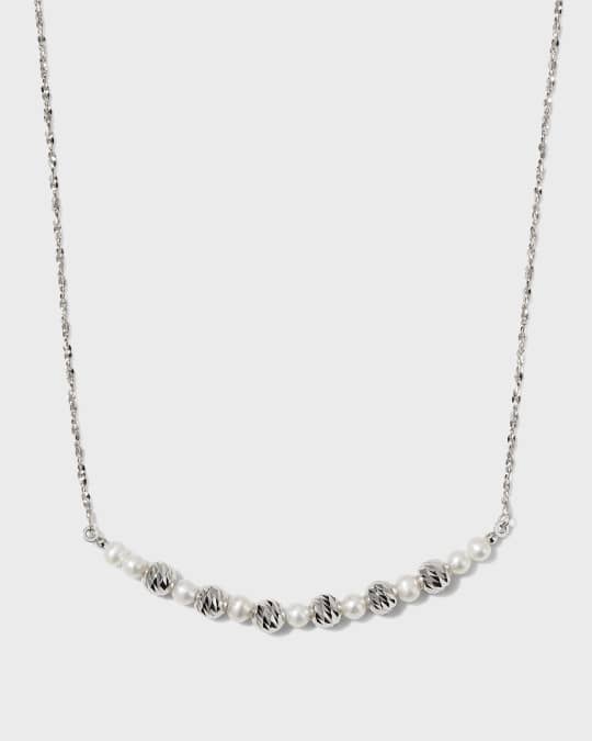 Platinum Pearl and Bead Necklace