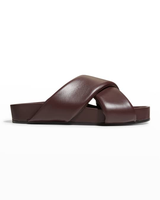 Jil Sander Men's Leather Crisscross Slide Sandals | Neiman Marcus