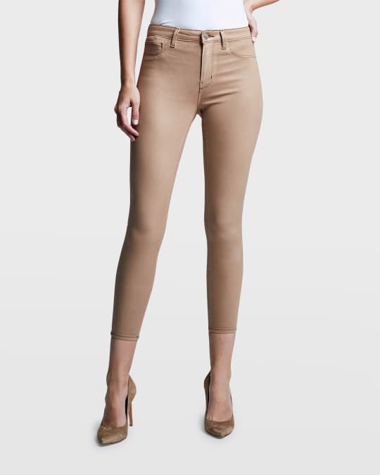 Margot Coated Cropped Skinny Jean Cognac - L'AGENCE