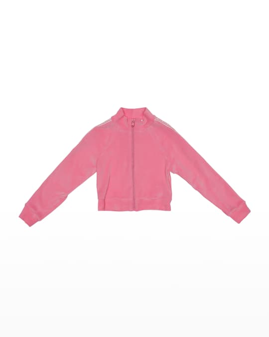 Fendi Girl's FF Logo Taped Velour Jacket, Size 8-14 | Neiman Marcus
