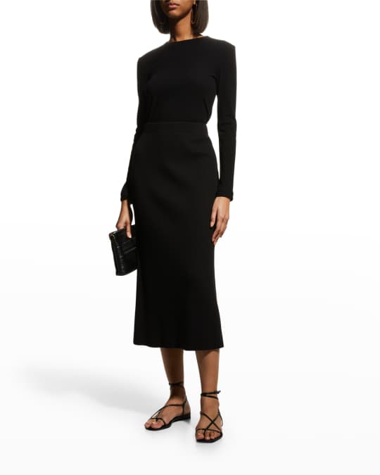 Ribbed Midi Pencil Skirt