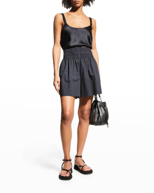 Smocked High-Waist Shorts