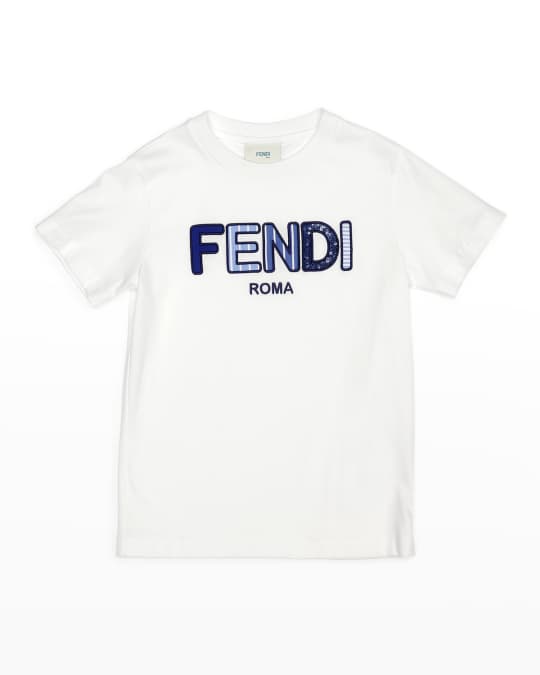 Fendi Boy s Mixed Print Logo T Shirt Size 8 14