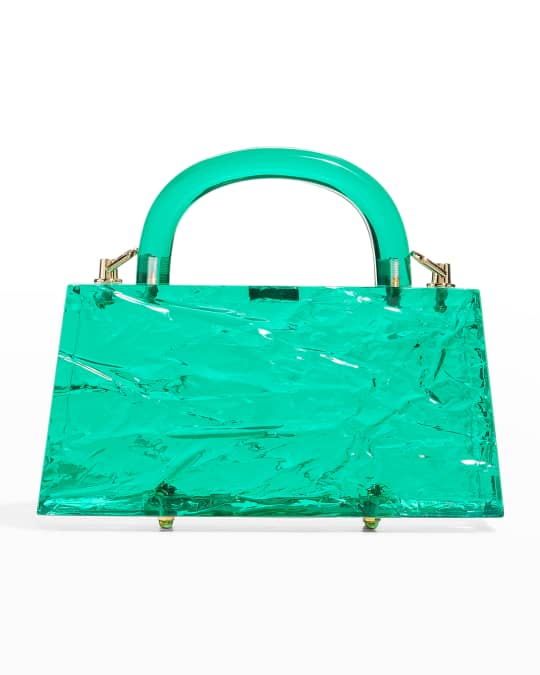 L'Afshar Eva Crushed Ice Acrylic Top-Handle Bag | Neiman Marcus