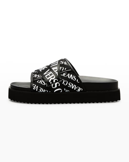 Versace Jeans Couture Men s Strappy Logo Slide Sandals Neiman Marcus
