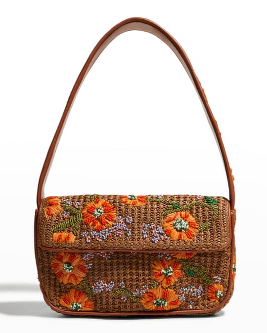 STAUD Tommy Flower Beaded Shoulder Bag | Neiman Marcus