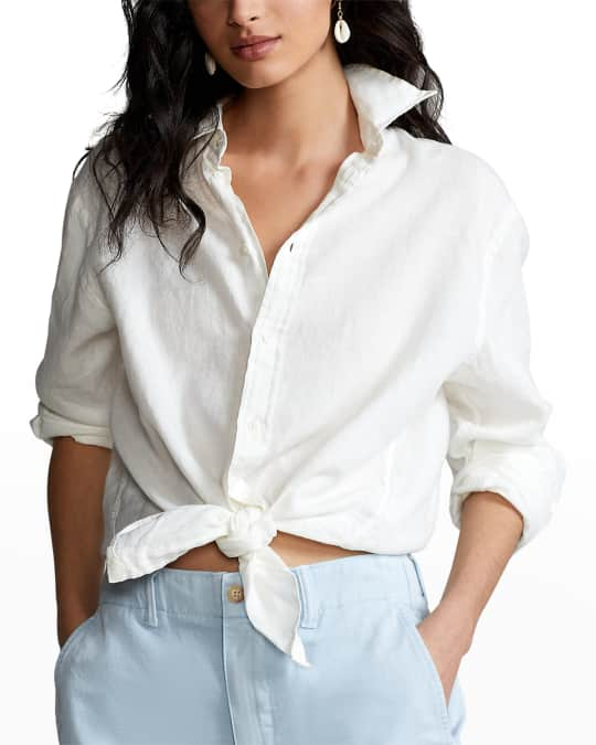 Linen Shirt Women With Silk Oversized Long Sleeve Shirt Button