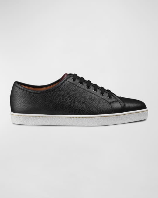 John Lobb Men's Textured Leather Low-Top Sneakers | Neiman Marcus