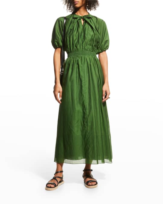 max mara cotton and silk voile dress Cotton and silk voile flared dress, midnightblue