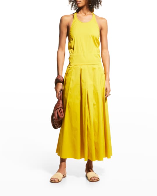 Max Mara Perseo Pleated Halter Midi Dress | Neiman Marcus