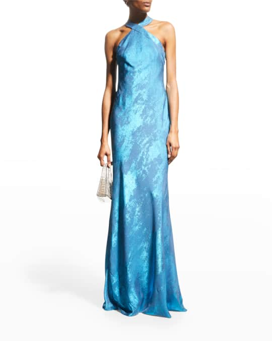 Aidan by Aidan Mattox Metallic Halter Gown | Neiman Marcus