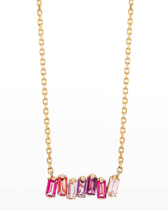 KALAN by Suzanne Kalan 14K Yellow Gold Bar Necklace in Pink Mix