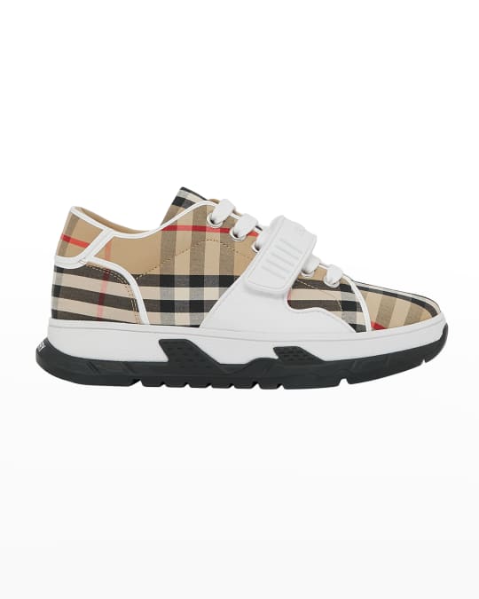 Burberry Kid s Union Strap Vintage Check Low Top Trainer Size Toddler Kids Neiman Marcus