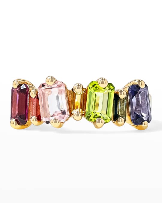 Gold Multi Stone Half Band Ring