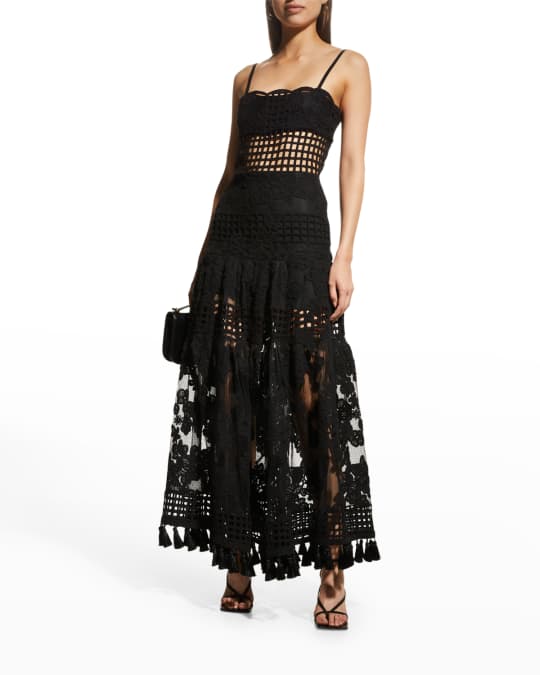Alexis Legends Macram Lace Pom-Pom Trim Maxi Dress | Neiman Marcus