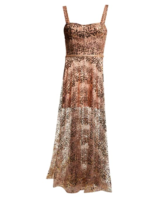 Bronx and Banco Midnight Gold Sequin Tulle Gown | Neiman Marcus