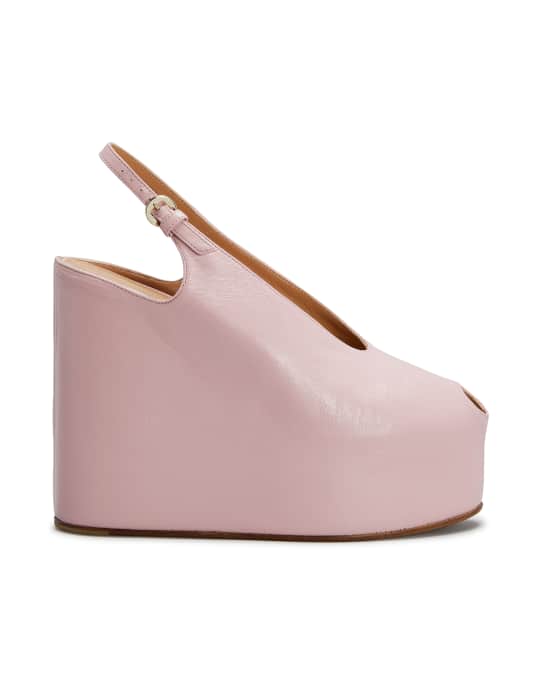 Dries Van Noten Leather Peep-Toe Wedge Platform Sandals