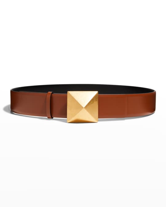 Valentino Garavani One Stud Reversible Leather Belt, 40mm
