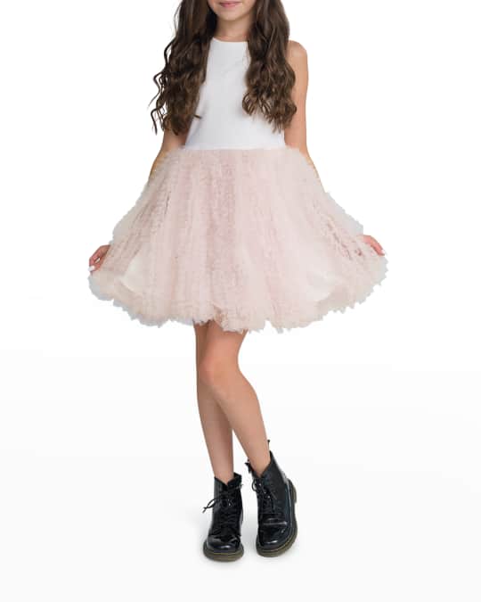 Zoe Girl s Christina Glitter Metallic Tulle Ruffle Dress Size 7 16 Neiman Marcus