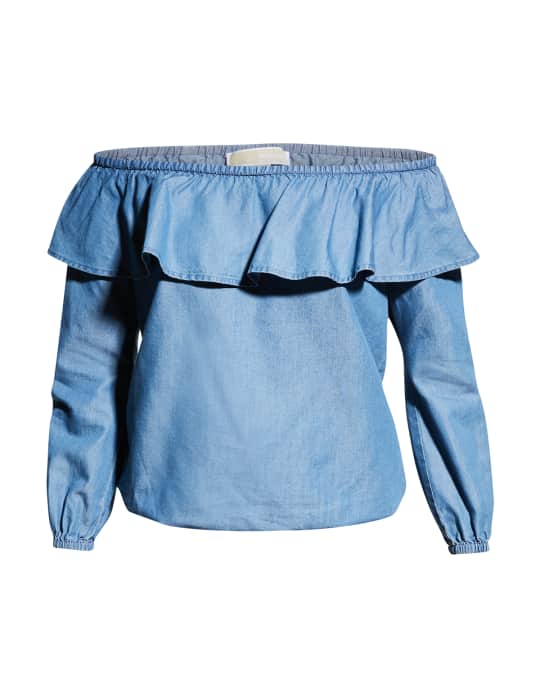 Michael kors off the shoulder ruffle top top