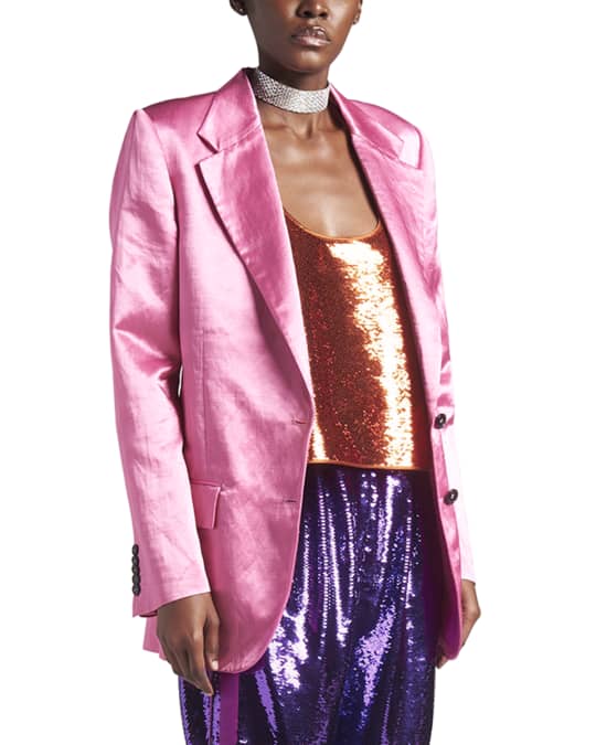 Satin Twill Single-Breasted Blazer Jacket