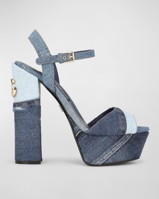 【関税送料込】DOLCE&GABBANA Keira Patchwork Platform Sandal Dolce&Gabbana Keira Denim Patchwork Platform Sandals