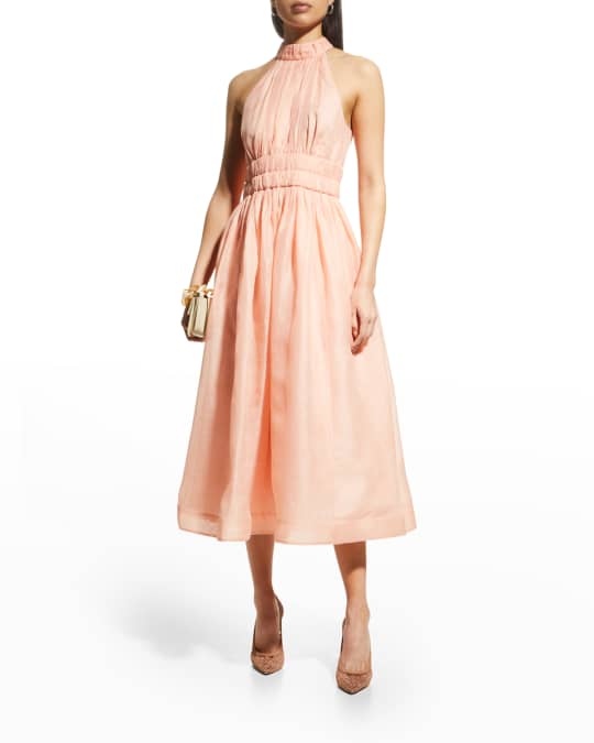 Zimmermann Rhythmic Halter Midi Dress | Neiman Marcus