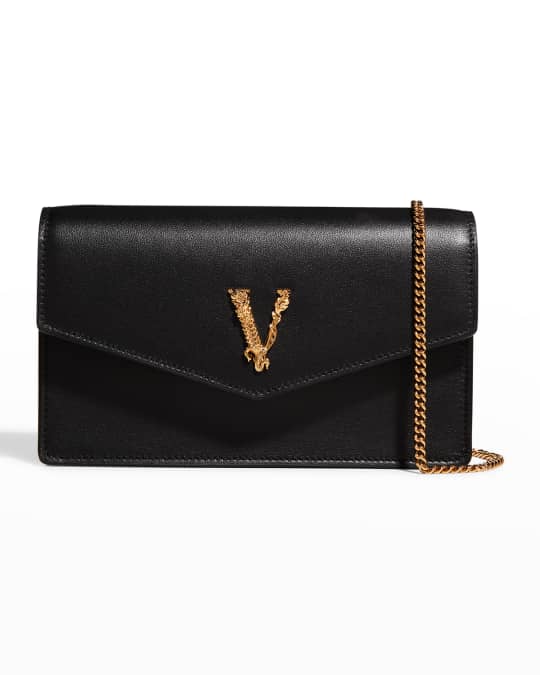 Versace Virtus Leather Chain Shoulder Bag