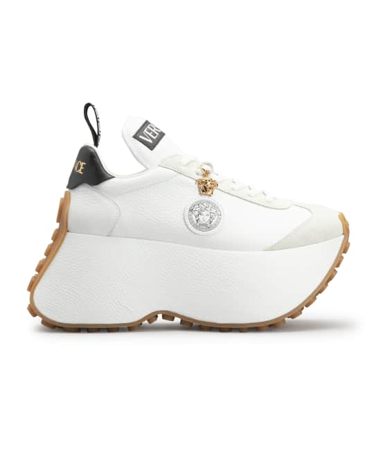 Versace Medusa Charm Leather Platform Sneakers Neiman Marcus