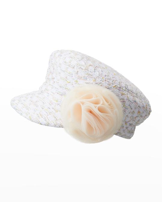 Maison Michel Abby Flower Tweed Newsboy Cap | Neiman Marcus display picture 1