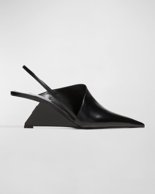 Calfskin Slingback Wedge Pumps